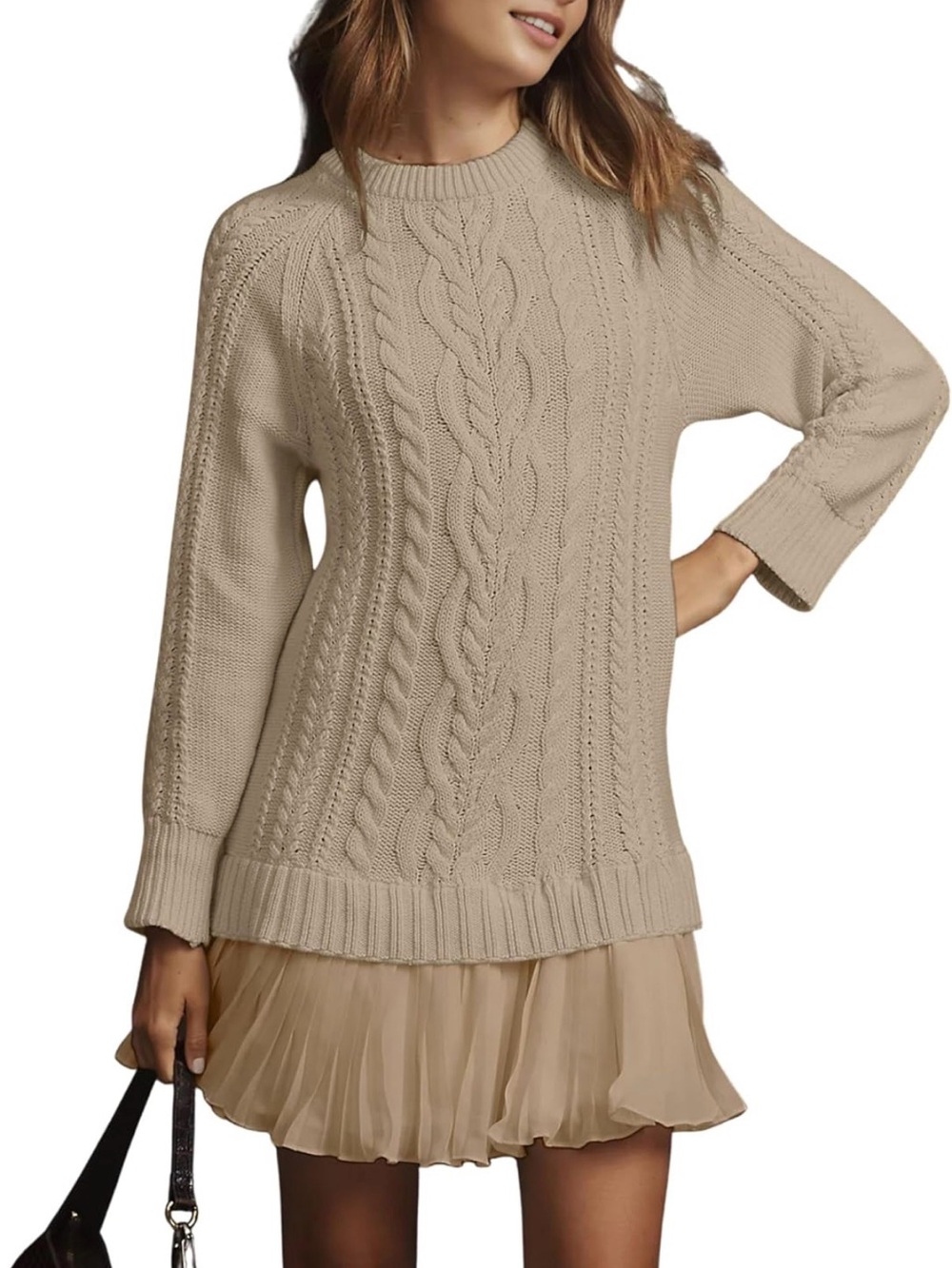 NWT Women’s Cable Knit Crewneck Sweater Dress XS